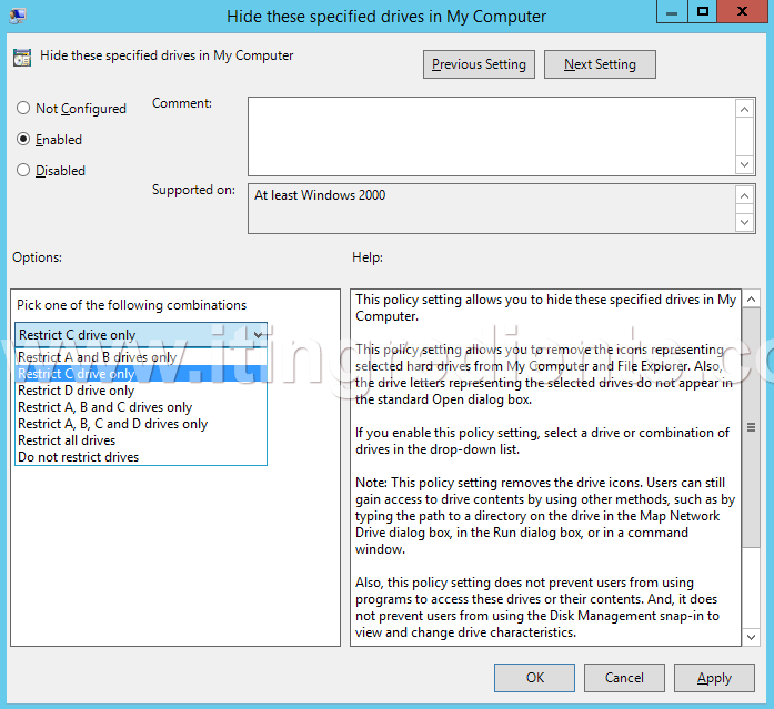 How to Hide Drives using Group Policy in Windows Server 2012 R2 (8)