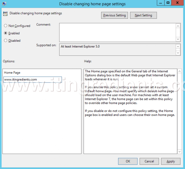 How to set Internet Explorer Homepage using GPO (Group Policy)