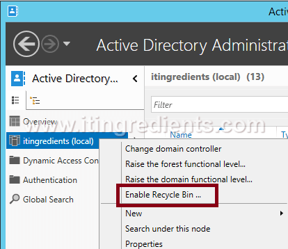 How to Enable Active Directory Recycle Bin in Windows Server 2012 R2 (3)