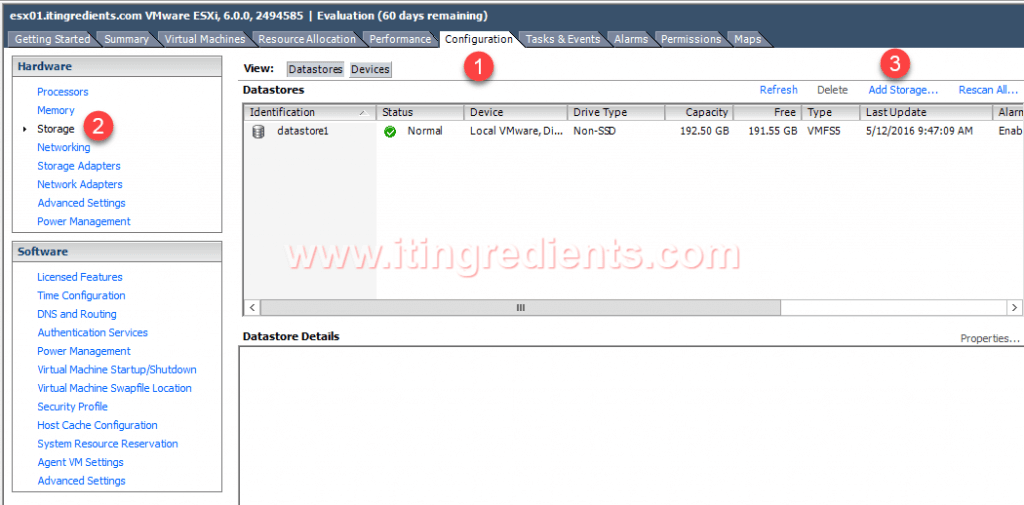 How to add storage to vmware esxi 6 using vCenter Server