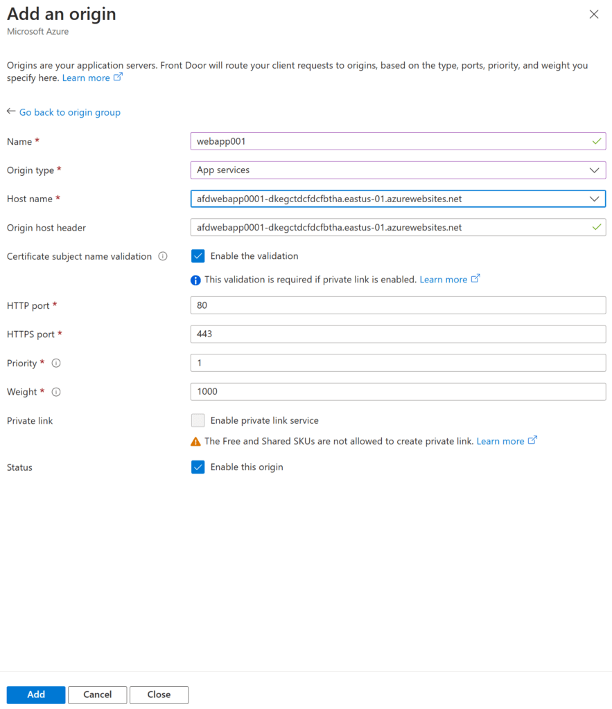 Steps to Configure Azure Front Door